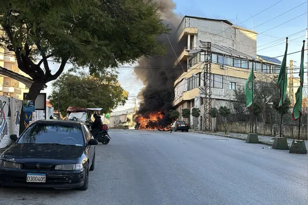 صورة من مكان الاستهداف في النبطية جنوب لبنان (متداولة)