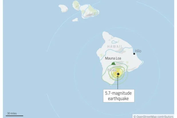 قالت هيئة المسح الجيولوجي الأميركية، إن قوة الزلزال بلغت 5.7 درجات (ا.ب)