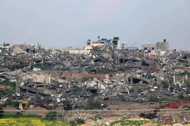 A photo from southern Israel of destroyed buildings in Gaza (AFP)