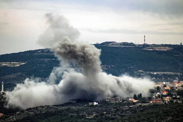Smoke billows after an Israeli airstrike on a village in southern Lebanon. (AFP)  