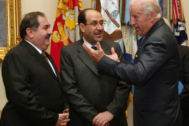 بایدن با زیباری و نوری المالکی در کاخ سفید در سال 2009 (گتی)