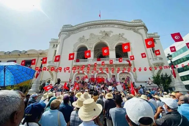 من مظاهرة سابقة وسط العاصمة لمساندة المعتقلين السياسيين (موقع حركة النهضة)