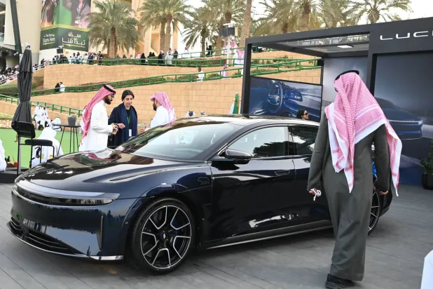 سيارة لوسيد سجلت حضورها في أمسية كأس السعودية (تصوير: بشير صالح)