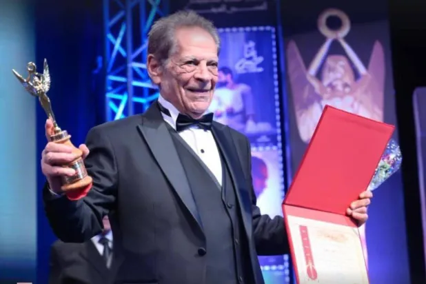 الفنان جميل برسوم خلال تكريمه (المركز الكاثوليكي للسينما)