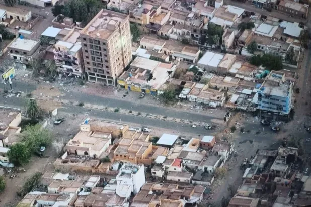 صورة جوية نشرها الجيش السوداني (الثلاثاء) لمنطقة الإذاعة في أم درمان بعد إعلانه السيطرة عليها (الجيش السوداني)
