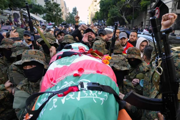 The funeral of one of the members of the Islamic Group in Beirut, Lebanon (AP)