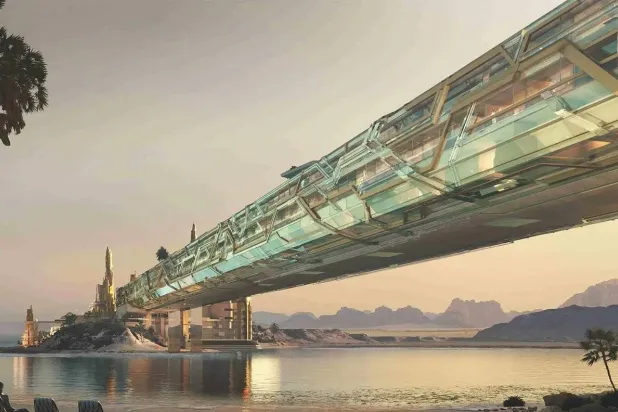 تتميز الوجهة السياحية الجديدة بتصميم مبتكر على شكل جسر يربط بين أجزاء البحيرة (واس)