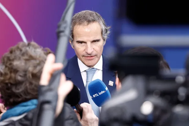 مدير الوكالة الدولية للطاقة الذرية رافايل غروسي في بروكسل (أ.ف.ب)