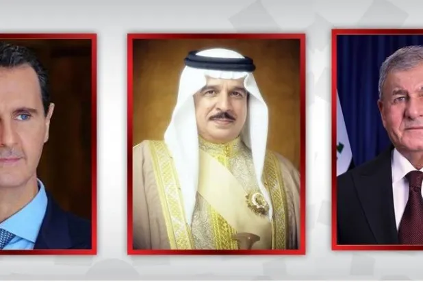 الملك حمد بن عيسى آل خليفة والرئيسان العراقي عبد اللطيف رشيد والسوري بشار الأسد.