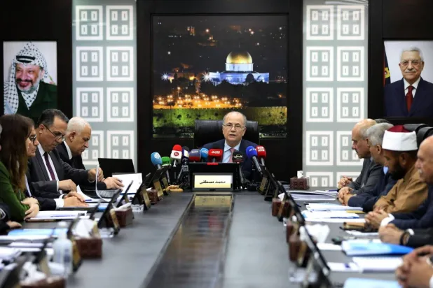 The newly-formed Palestinian government, headed by PM Mohammad Mustafa, held its first cabinet meeting at the prime minister’s office in the central West Bank (DPA)