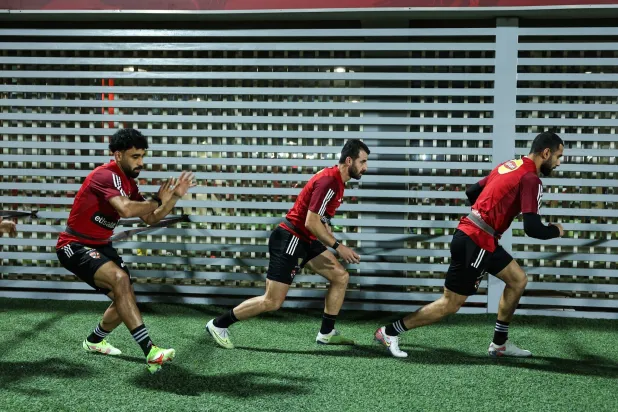 لاعبو الأهلي المصري خلال التدريبات (النادي الأهلي)