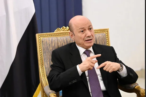 Dr. Rashad Al-Alimi during his interview with Asharq Al-Awsat (Yemeni Presidency)