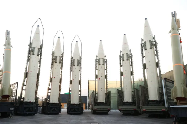 صاروخ سليماني الباليستي في معرض الصواريخ الإيرانية أغسطس 2023 (الرئاسة الإيرانية)