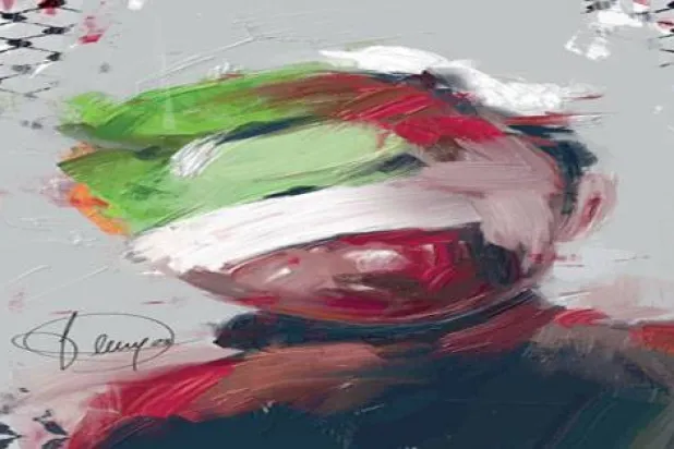 لوحة للطفل الفلسطيني من معرض سابق بعنوان علشانك يا فلسطين ( صفحة الفنان على فيسبوك)