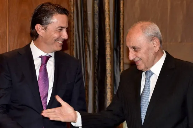 US Envoy Amos Hochstein meets with parliament Speaker Nabih Berri during a visit to Beirut. (AFP) 