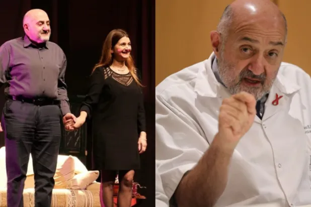 البروفسور جاك مخباط بين العيادة والمسرح... هنا إلى جانب الممثلة والمخرجة بيتّي توتل