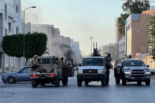 Security forces are seen in Tripoli, Libya. (Asharq Al-Awsat file photo)