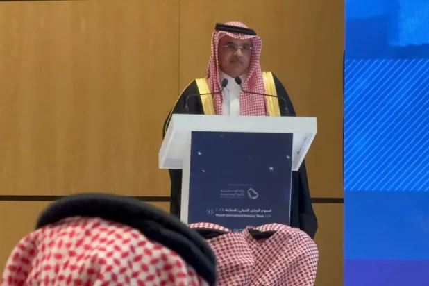 Saudi Arabia’s Deputy Minister of Industry and Mineral Resources Khalil bin Salamah speaks at the event. (Asharq Al-Awsat)