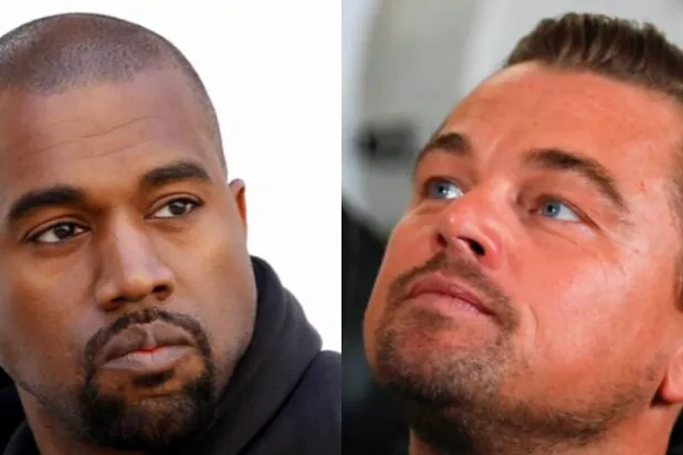 الممثل ليوناردو دي كابريو ومغنّي الراب كانييه ويست (رويترز)