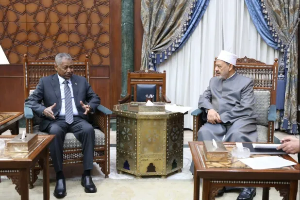 شيخ الأزهر خلال لقاء سفير السودان لدى القاهرة (المركز الإعلامي للأزهر)