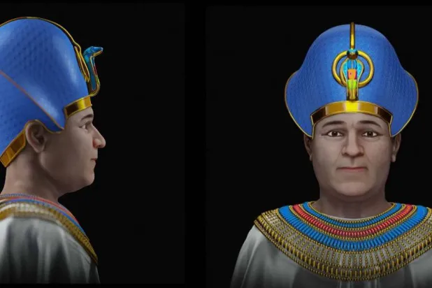 محاولة رسم وجه الملك أمنحتب الثالث جد الملك توت عنخ آمون (موقع «بين نيوز»)