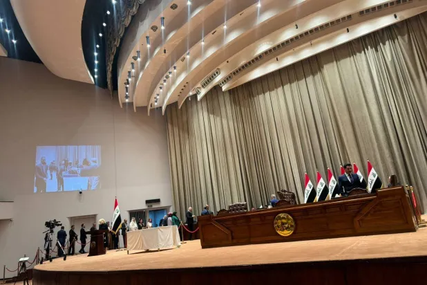 جانب من تحضيرات البرلمان العراقي لجلسة انتخاب رئيسه (إعلام المجلس)