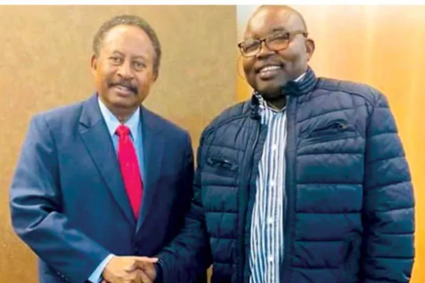 Former Sudanese Prime Minister Abdalla Hamdok and Abdel Wahid Mohamed Nur of the Sudan Liberation Movement in Paris (Asharq Al-Awsat)