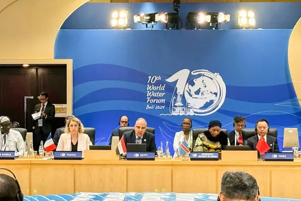 وزير الموارد المائية والري المصري الدكتور هاني سويلم خلال مشاركته في «المنتدى العالمي العاشر للمياه» المنعقد بإندونيسيا (وزارة الموارد المائية المصرية)