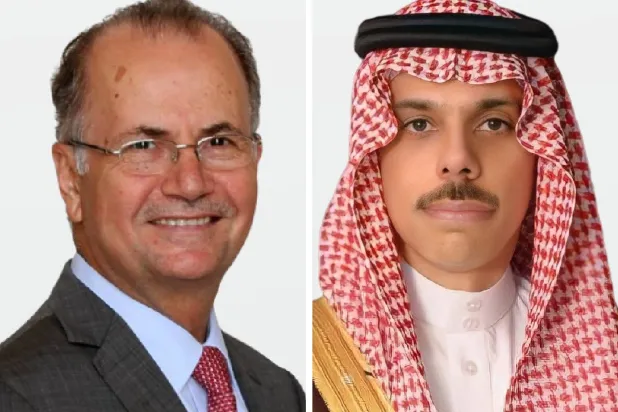 وزير الخارجية السعودي الأمير فيصل بن فرحان ورئيس الوزراء الفلسطيني محمد مصطفى (الخارجية السعودية)