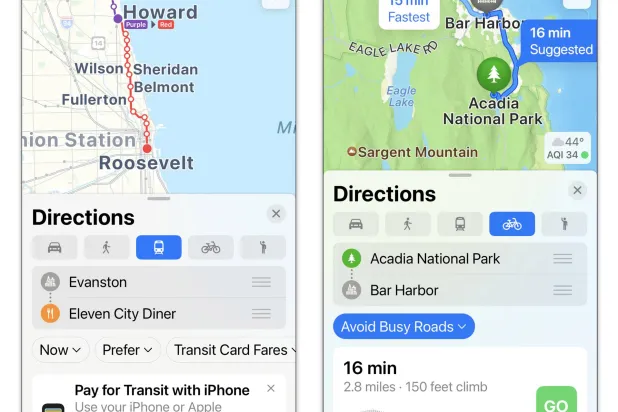 خرائط «أبل» للتنقل وركوب الدراجات