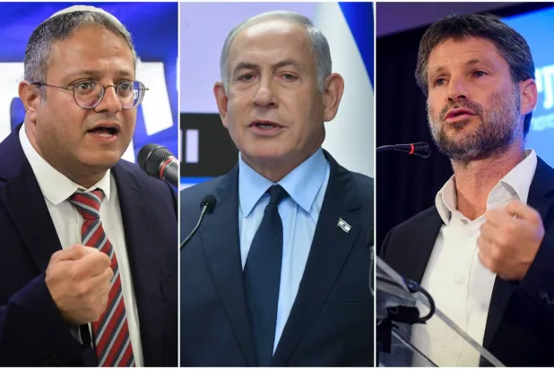 Binyamin Netanyahu (ortada), Bezalel Smotrich (sağda) ve Itamar Ben Gvir (solda)... (İsrail medyası)