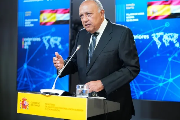 وزير الخارجية المصري سامح شكري في مدريد (إ.ب.أ)