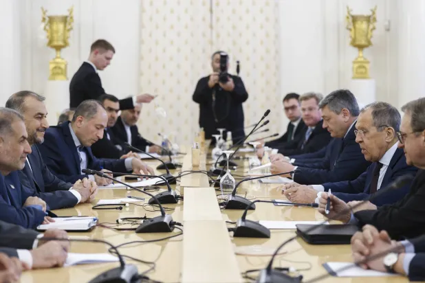 اجتماع وزراء خارجية روسيا وتركيا وسوريا وإيران في موسكو مايو 2023 (إ.ب.أ)