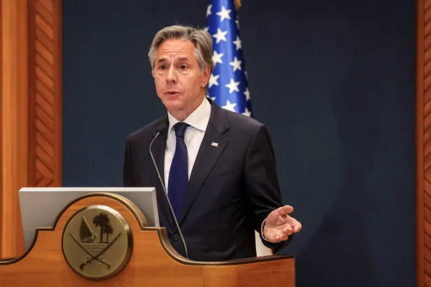 وزير الخارجية الأميركي أنتوني بلينكن خلال مؤتمر صحافي في قطر بالدوحة 12 يونيو 2024 (أ.ف.ب)