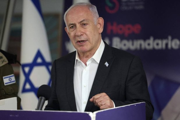 Israeli Prime Minister Benjamin Netanyahu speaks during a press conference at the Sheba Tel-HaShomer Medical Center, in Ramat Gan on June 8, 2024 amid the ongoing conflict in the Palestinian territory between Israel and Hamas. (AFP) 