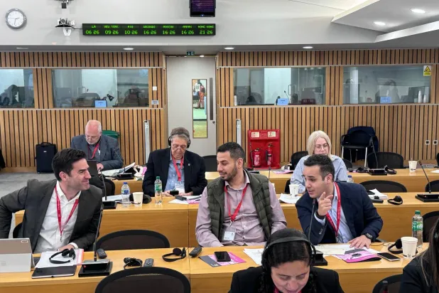 جانب من مشاركة الهيئة باجتماعات الاتحاد الدولي في لندن (هيئة الصحفيين)