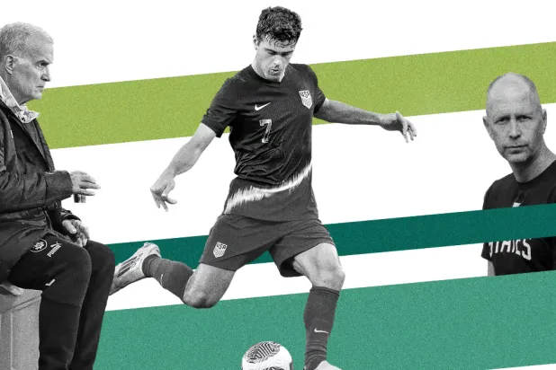 Marcelo Bielsa, Giovanni Reyna and Gregg Berhalter. Composite: Getty/The Guardian Sport