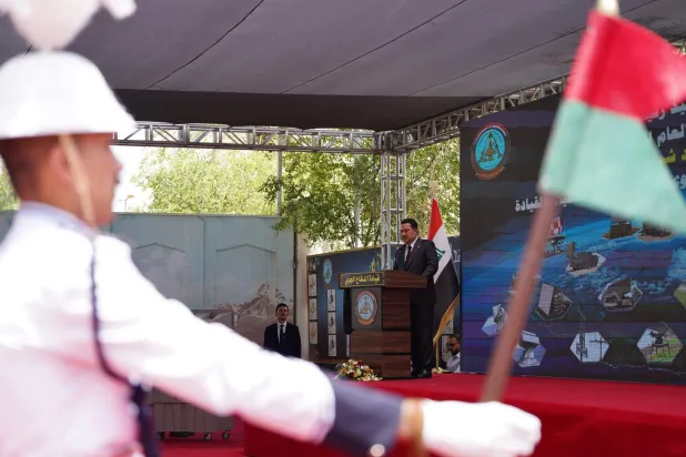 السوداني خلال مراسم افتتاح مركز جديد لعمليات قيادة الدفاع الجوي (إعلام حكومي)