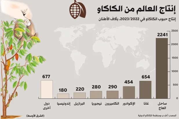 إنفوغراف: ما الدول التي تسيطر على إنتاج الكاكاو؟