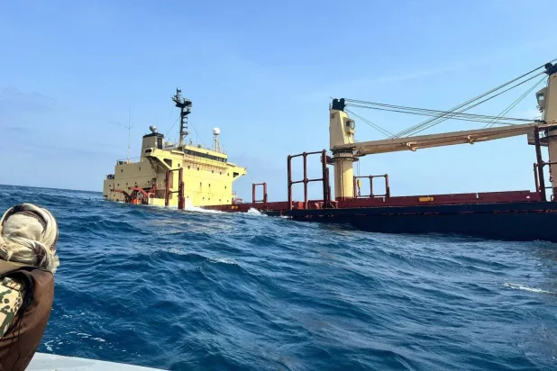 The Belize-flagged cargo ship Rubymar damaged in a missile strike claimed by the Houthis. AFP