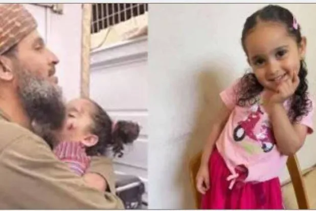 نبهان يحتضن ريم بعد مقتلها... وإلى اليمين صورة لها قبل الحرب (إكس)