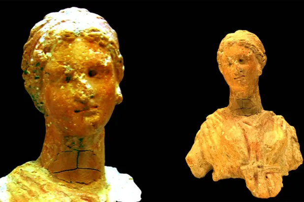 تمثال أنثوي من الطين المحروق محفوظ في متحف الكويت الوطني مصدره جزيرة فيلكا