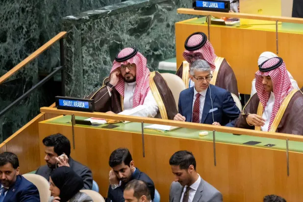 وزير الاقتصاد السعودي فيصل الإبراهيم خلال المنتدى السياسي رفيع المستوى 2024 (الشرق الأوسط)