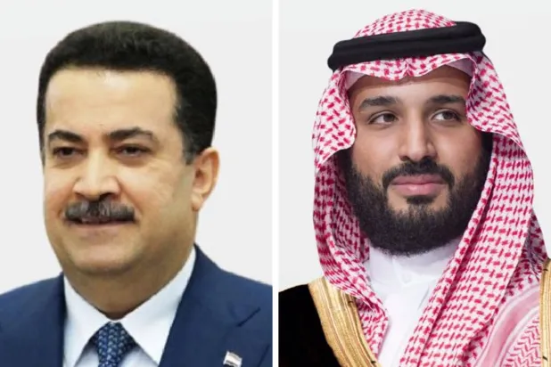 ولي العهد السعودي الأمير محمد بن سلمان ورئيس الوزراء العراقي محمد السوداني (الخارجية السعودية)