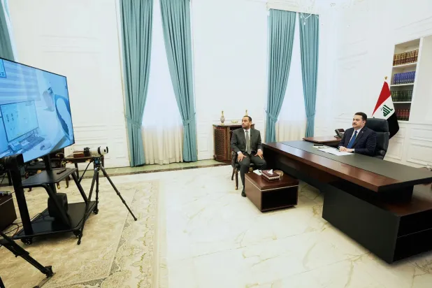 رئيس الوزراء العراقي يفتتح مشروع خط الربط الكهربائي مع تركيا عبر الفيديو (الحكومة العراقية)
