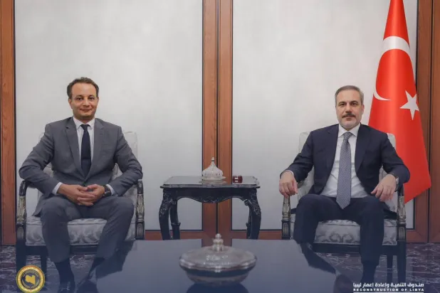 Dışişleri Bakanı Hakan Fidan, Halife Hafter'in oğlu Belkasım'ı Ankara'da kabul etti. (Libya Kalkınma ve Yeniden Yapılandırma Fonu)