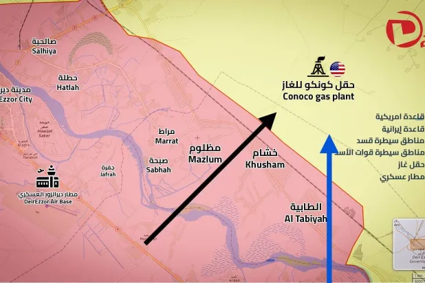 حقل «كونكو» للغاز الذي استهدفته ميليشيات تابعة لإيران (موقع دير الزور 24)