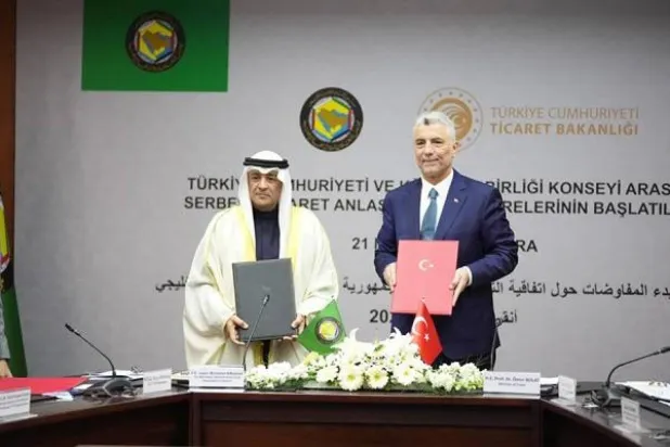 The signing of the joint statement to begin negotiations on a free trade agreement between the GCC and Türkiye in March (Asharq Al-Awsat)