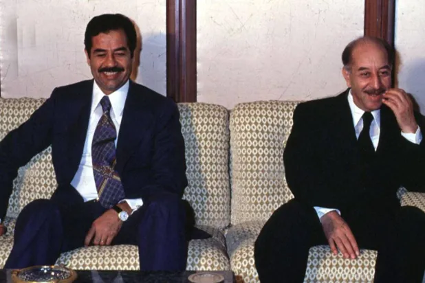 Former Iraqi President Ahmed Hassan al-Bakr and his deputy Saddam Hussein. (AFP)  