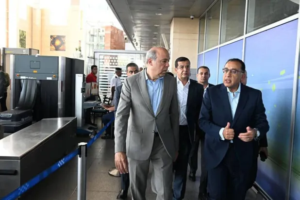 Egyptian Prime Minister Mostafa Madbouly during his recent visit to Borg El Arab Airport in Alexandria (Ministry of Aviation)